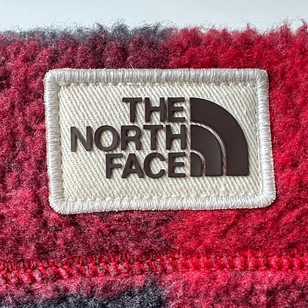 The North Face Red and Gray Buffalo Plaid Fleece Gaiter